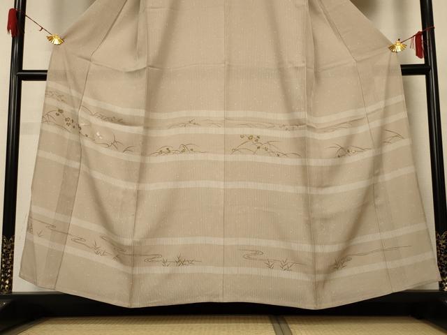 平和屋着物＊夏物 訪問着 縦絽 刺繍 流水草花文 蜻蛉 金彩 正絹 逸品 AABG5492jd