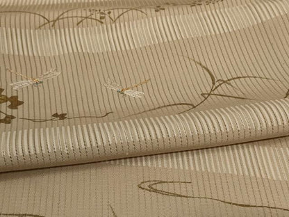 平和屋着物＊夏物 訪問着 縦絽 刺繍 流水草花文 蜻蛉 金彩 正絹 逸品 AABG5492jd