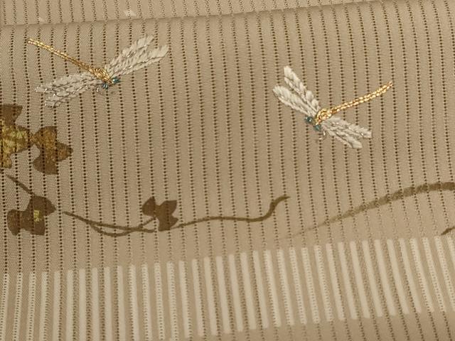 平和屋着物＊夏物 訪問着 縦絽 刺繍 流水草花文 蜻蛉 金彩 正絹 逸品 AABG5492jd