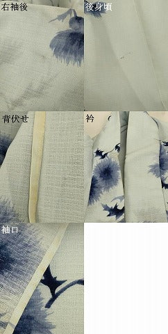 平和屋着物＊夏物 小紋 紗 草花文 洗える着物 AABG5502jd