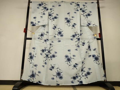 平和屋着物＊夏物 小紋 紗 草花文 洗える着物 AABG5502jd