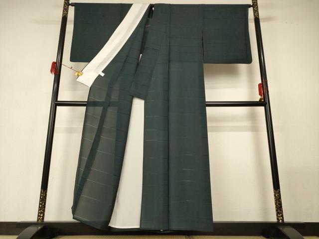 平和屋着物＊夏物 小紋 紗 横縞 正絹 逸品 AABG5513jd