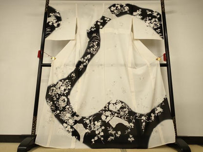 平和屋着物＊夏物　訪問着　絽　流水草花文　正絹　逸品　AABG5518jd