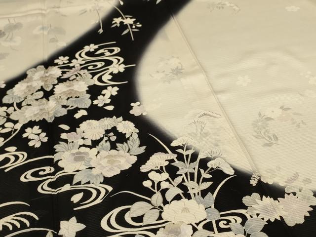 平和屋着物＊夏物　訪問着　絽　流水草花文　正絹　逸品　AABG5518jd