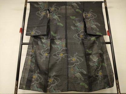 平和屋着物＊夏物 重要無形文化財 本場宮古上布 雲重ね花文 苧麻 逸品 AABG5519jd