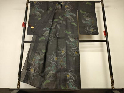 平和屋着物＊夏物 重要無形文化財 本場宮古上布 雲重ね花文 苧麻 逸品 AABG5519jd