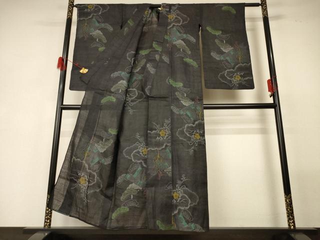 平和屋着物＊夏物 重要無形文化財 本場宮古上布 雲重ね花文 苧麻 逸品 AABG5519jd