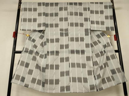 平和屋着物＊夏物 男性 小紋 絽 変わり縞 洗える着物 AABG5524jd