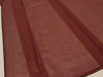 平和屋着物＊夏物 男性 色無地 アンサンブル 絽 赤褐色 正絹 逸品 AABG5526jd