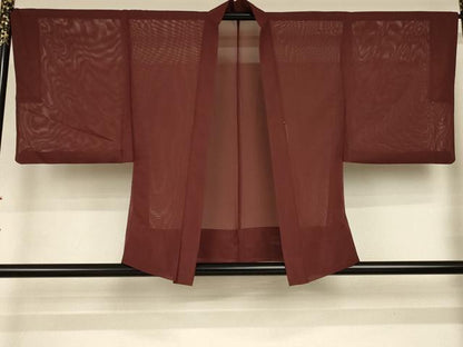 平和屋着物＊夏物 男性 色無地 アンサンブル 絽 赤褐色 正絹 逸品 AABG5526jd