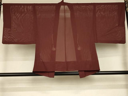 平和屋着物＊夏物 男性 色無地 アンサンブル 絽 赤褐色 正絹 逸品 AABG5526jd