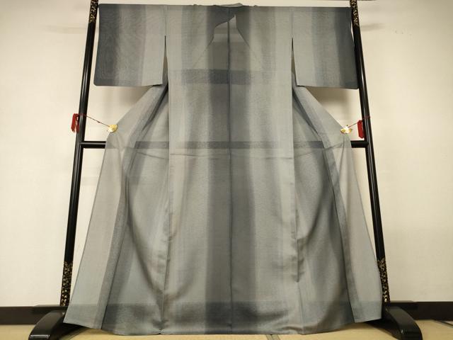 平和屋着物＊夏物 小紋 紗 縞 正絹 逸品 AABG5533jd