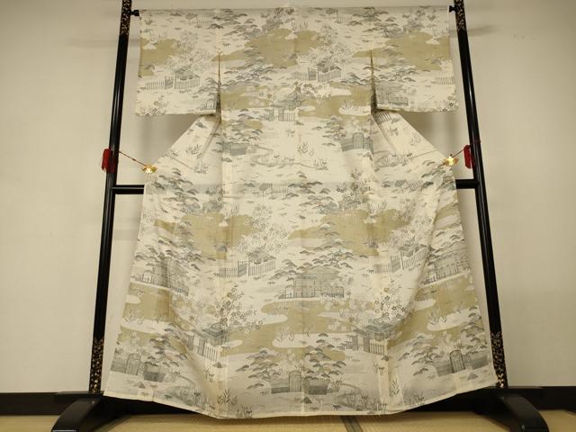 平和屋着物＊夏物 訪問着 紗 風景文 正絹 逸品 AABG5537jd