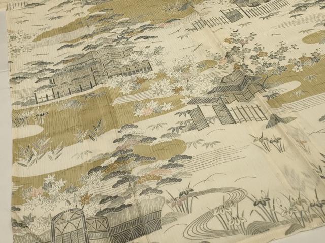 平和屋着物＊夏物 訪問着 紗 風景文 正絹 逸品 AABG5537jd