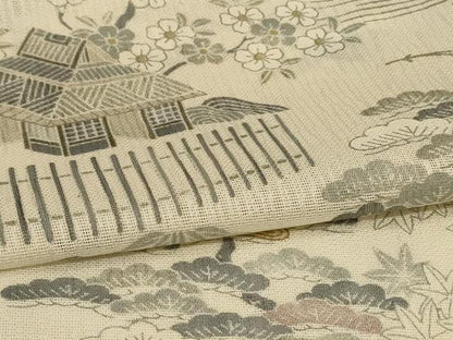 平和屋着物＊夏物 訪問着 紗 風景文 正絹 逸品 AABG5537jd