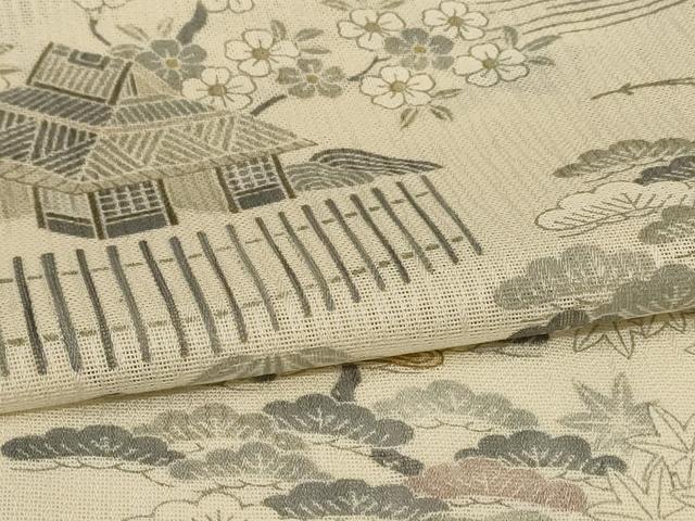平和屋着物＊夏物 訪問着 紗 風景文 正絹 逸品 AABG5537jd