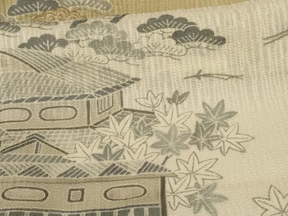 平和屋着物＊夏物 訪問着 紗 風景文 正絹 逸品 AABG5537jd