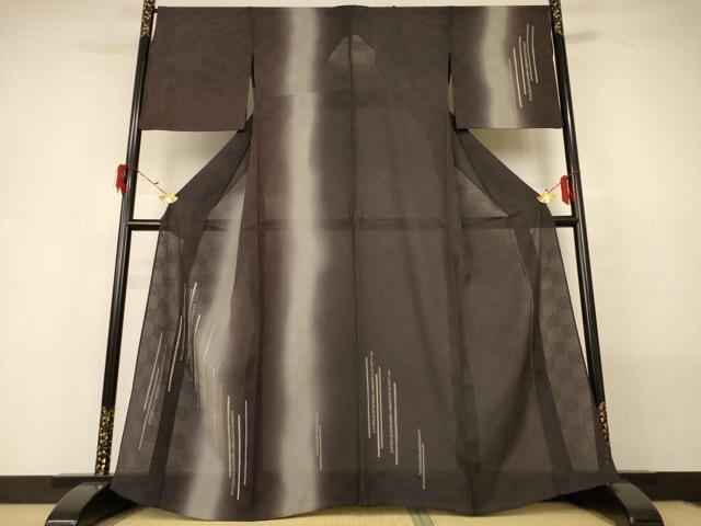 平和屋着物＊夏物 訪問着 変わり絽 駒刺繍 縞 暈し染め 正絹 逸品 AABG5538jd