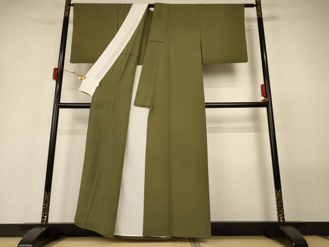 平和屋着物＊夏物 色無地 紗 根岸色 柿渋染 正絹 逸品 AABG5539jd