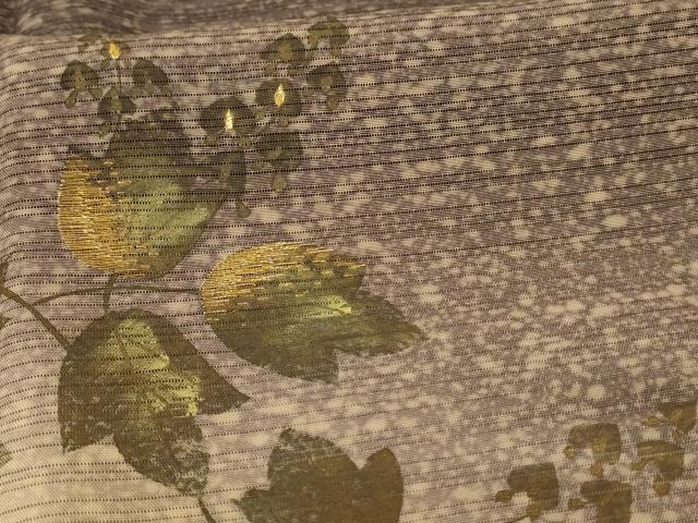 平和屋着物＊夏物 訪問着 絽 枝葉文 暈し染め 金糸 金彩 正絹 逸品 AABG5543jd