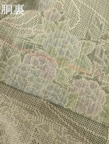 平和屋着物＊夏物 小紋 流水草花文 洗える着物 AABG5546jd