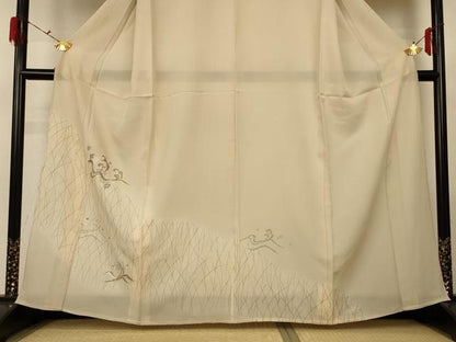 平和屋着物＊夏物 訪問着 絽 刺繍 千鳥 金銀糸 正絹 逸品 AABG5551jd