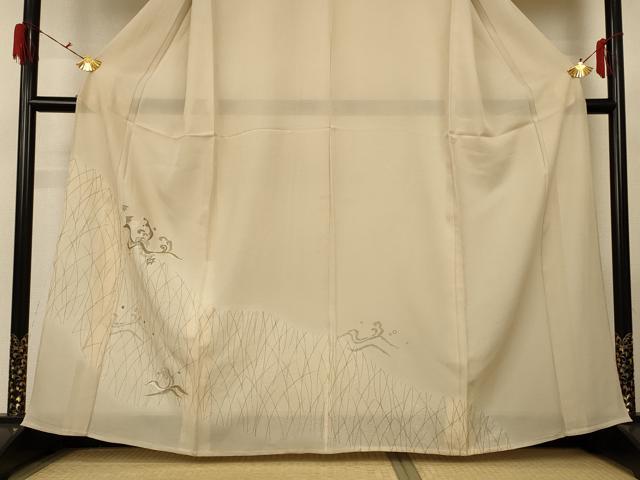平和屋着物＊夏物 訪問着 絽 刺繍 千鳥 金銀糸 正絹 逸品 AABG5551jd