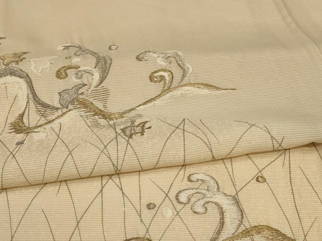 平和屋着物＊夏物 訪問着 絽 刺繍 千鳥 金銀糸 正絹 逸品 AABG5551jd
