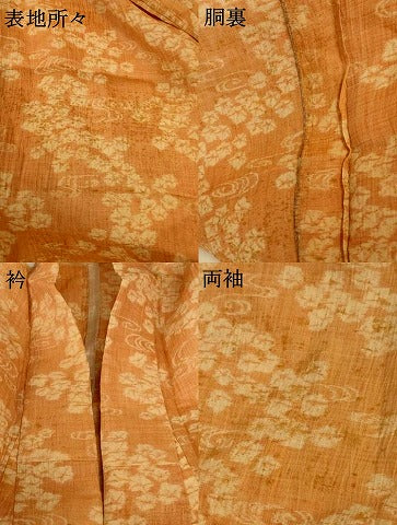 平和屋着物＊夏物　小千谷ちぢみ　流水花文　麻　逸品　AABG5555jd