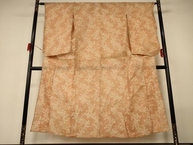 平和屋着物＊夏物　小千谷ちぢみ　流水花文　麻　逸品　AABG5555jd