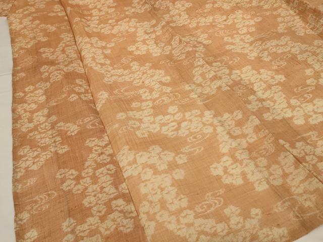 平和屋着物＊夏物　小千谷ちぢみ　流水花文　麻　逸品　AABG5555jd