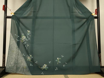 平和屋着物＊夏物 訪問着 絽 手描き 草花文 金彩 小田急百貨店扱い 正絹 逸品 AABG5557jd