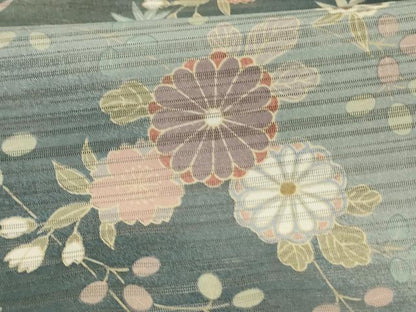平和屋着物＊夏物 小紋 絽 吉祥花文 金彩 洗える着物 AABG5559jd