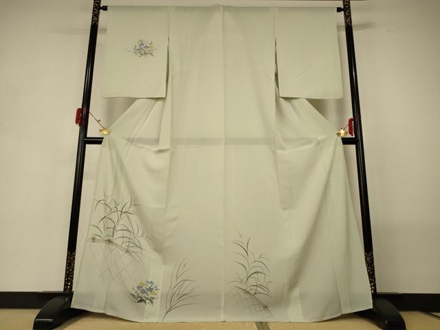 平和屋着物＊夏物 訪問着 絽 手描き 草花文 金彩 正絹 逸品 AABG5560jd