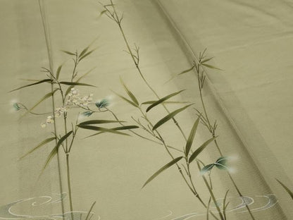 平和屋着物＊夏物 訪問着 絽 流水草花文 蛍暈し 銀彩 正絹 逸品 AABG5567jd