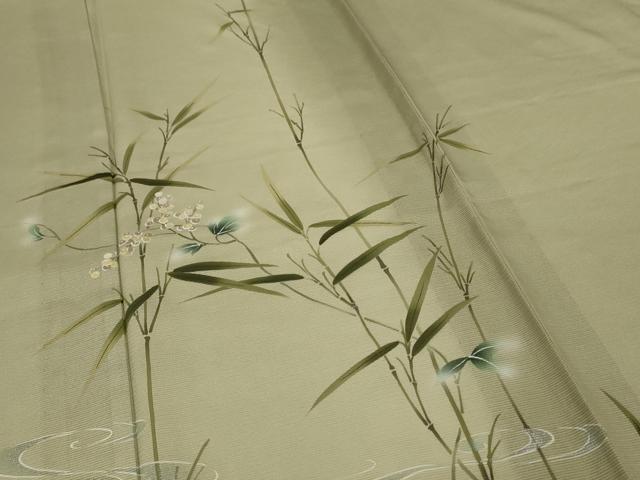 平和屋着物＊夏物 訪問着 絽 流水草花文 蛍暈し 銀彩 正絹 逸品 AABG5567jd