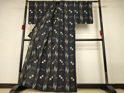 平和屋着物＊夏物 小紋 紗 琉球絣文様 AABG5575jd