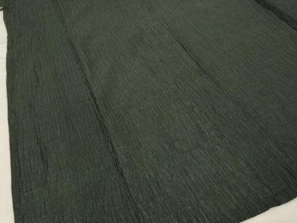 平和屋着物＊夏物 色無地 ちぢみ織 黒緑色 正絹 逸品 AABG5576jd