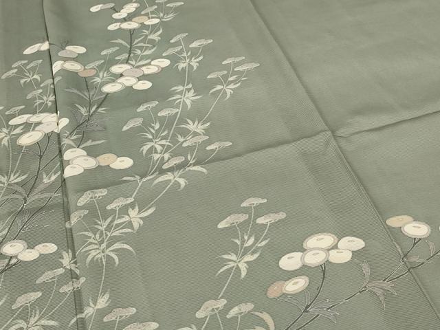 平和屋着物＊夏物 訪問着 絽 草花文 銀彩 正絹 逸品 AABG5577jd