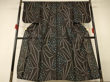 平和屋着物＊夏物 お召 紗 幾何学文様 正絹 逸品 未使用 AABG5581jd
