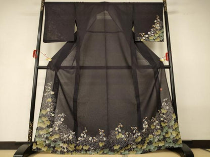 平和屋着物＊夏物 ファッションデザイナー 花井幸子 訪問着 紗 草花文 小田急百貨店扱い 正絹 逸品 AABG5582jd
