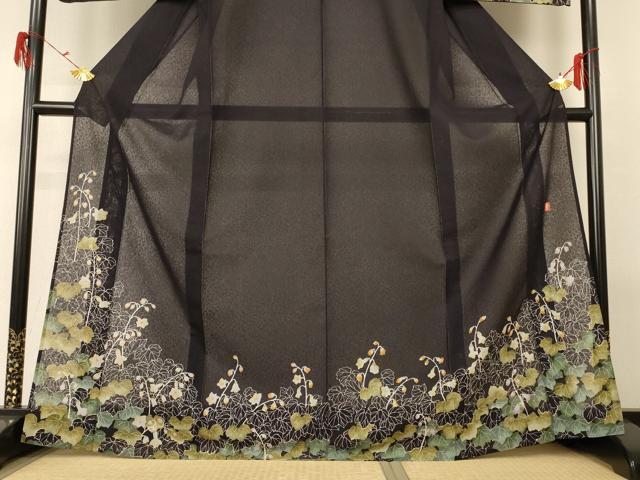 平和屋着物＊夏物 ファッションデザイナー 花井幸子 訪問着 紗 草花文 小田急百貨店扱い 正絹 逸品 AABG5582jd