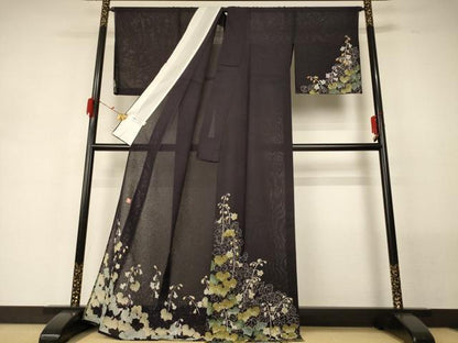 平和屋着物＊夏物 ファッションデザイナー 花井幸子 訪問着 紗 草花文 小田急百貨店扱い 正絹 逸品 AABG5582jd