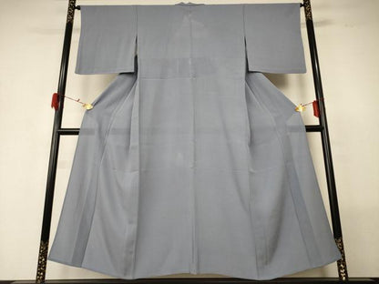 平和屋着物＊夏物 色無地 絽縮緬 薄墨色 正絹 逸品 AABG5583jd