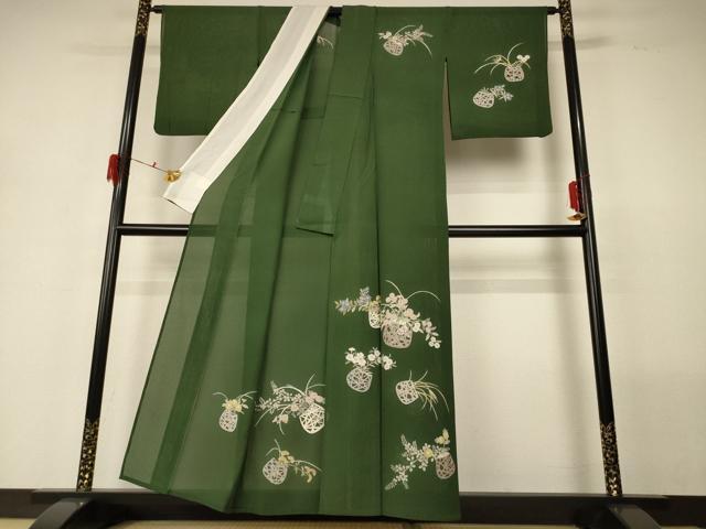 平和屋着物＊夏物 訪問着 変わり絽 飾花文 正絹 逸品 AABG5590jd