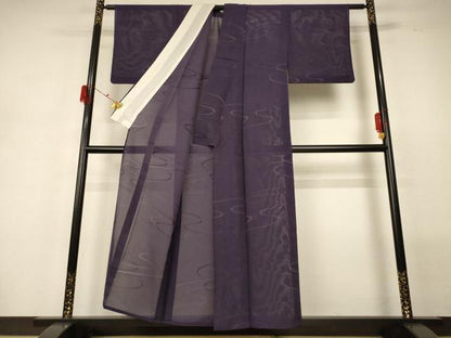 平和屋着物＊夏物 小紋 縦絽 流水文 正絹 逸品 AABG5594jd