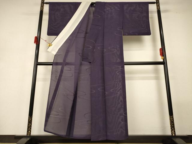 平和屋着物＊夏物 小紋 縦絽 流水文 正絹 逸品 AABG5594jd