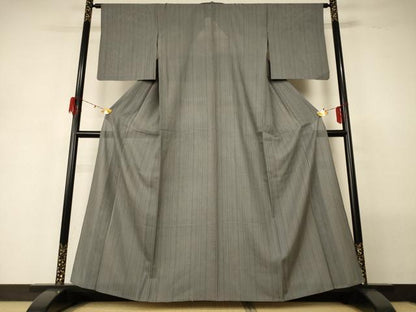 平和屋着物＊夏物　小紋　絽　縞　正絹　逸品　AABG5600jd