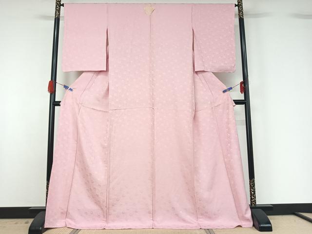 平和屋着物▽上質な色無地 単衣 花づくし地紋 撫子色 ロング丈 正絹 逸品 AABG5602jh