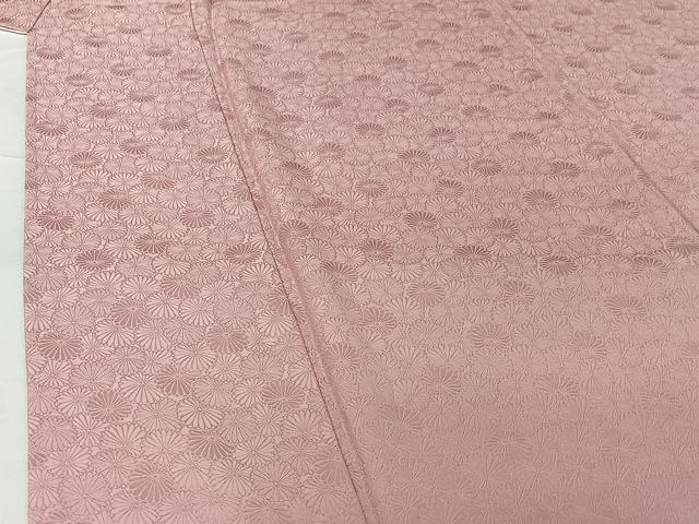 平和屋着物▽上質な色無地 単衣 花づくし地紋 撫子色 ロング丈 正絹 逸品 AABG5602jh